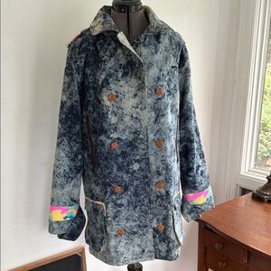 Pink Dolphin 2010’s Double-Breasted Acid Wash Coat with Color-Block Cuffs